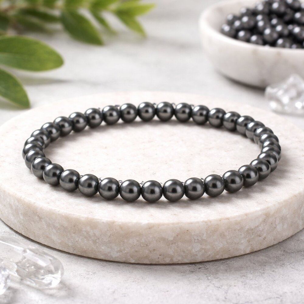 Hematite Natural Stone Bracelet - 6MM Healing Jewelry for Men and Women